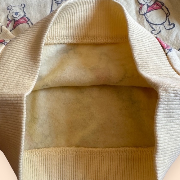 NWOT Disney Baby Pale Yellow All Over Winnie The Pooh Print Crewneck Sweatshirt - Picture 6 of 7